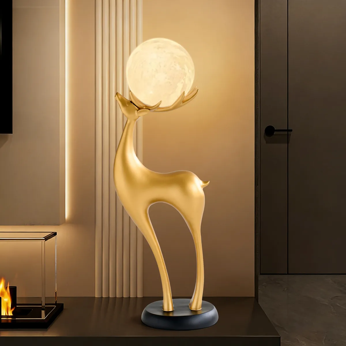 Modern Resin Deer Floor Lamp with Remote Control – 30" Tall with Light-Up Ball — image 4
