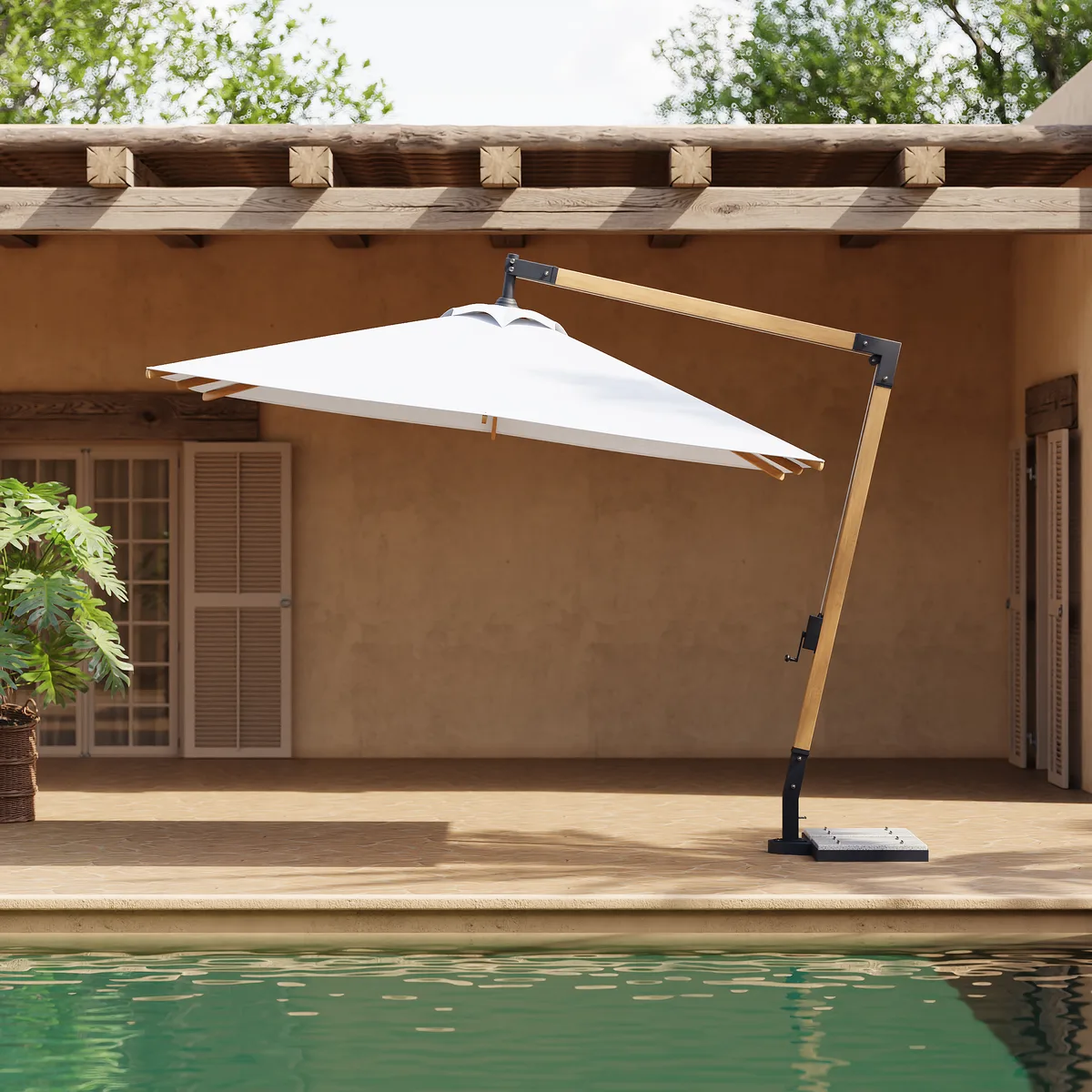 Tevara 118" Patio Cantilever Umbrella Adjustable Height Outdoor Sun Umbrella for Pool / Beach in Gary — image 2