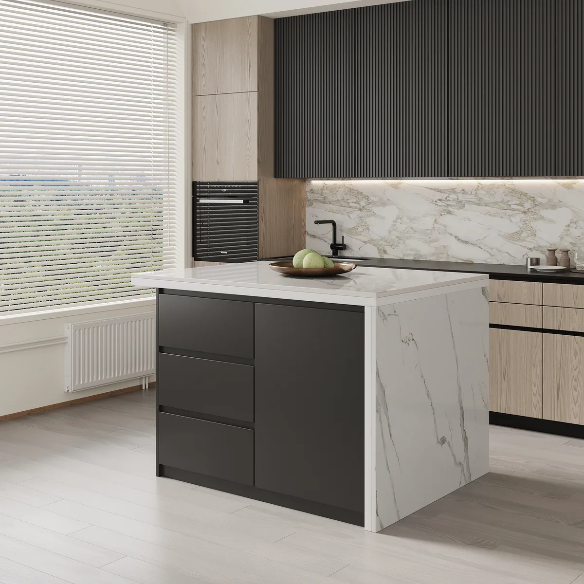 72" Modern Kitchen Island Laminate & 4 Counter Stools Set Storage Cabinet — image 6