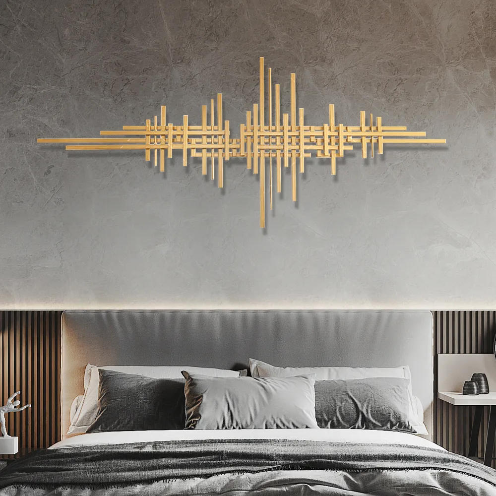 47.2" x 19.7" Geometric Modern Gold Lines Metal Wall Decor Hanging Accent Living Room — image 7