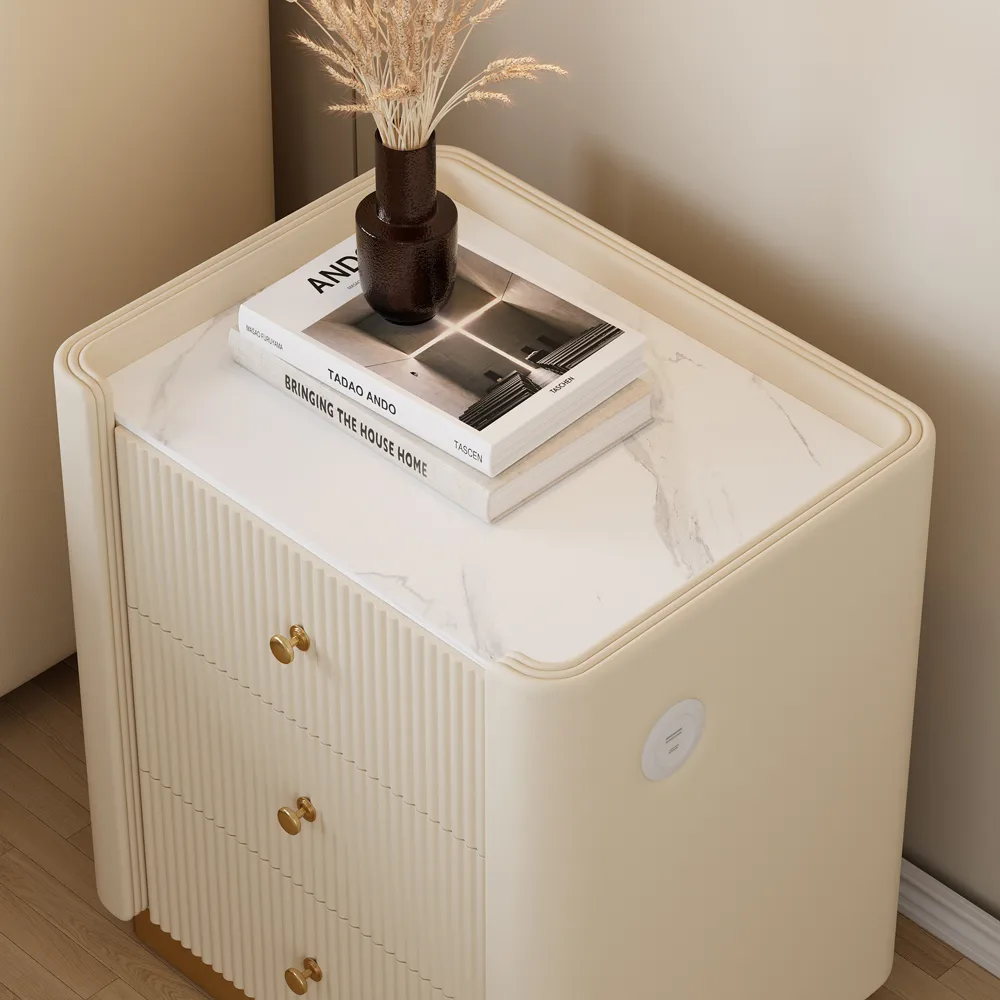 Modern 3-Drawer Nightstand with Sintered Stone Top & — image 4