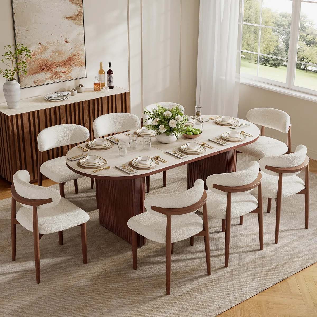 Dining Set 79"-95" Extendable Walnut Table — image 11