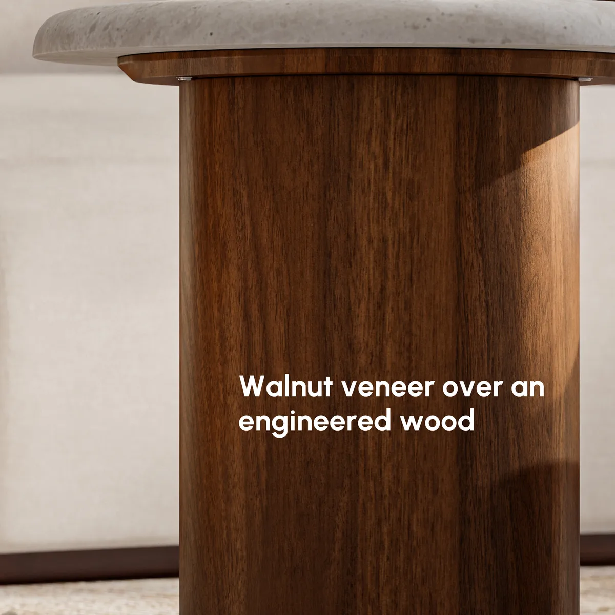 18"-47" Round Concrete Veneer Walnut Coffee Table Set — image 7