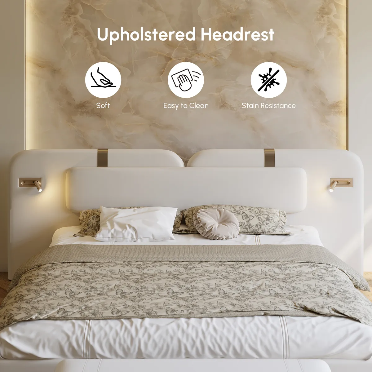 Horva King White Faux Leather Platform Bedroom Set — image 9