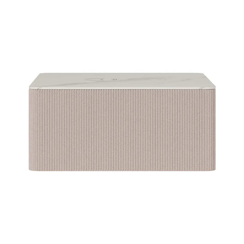 Modern Floating Corduroy Smart Nightstand Bedside Table with Light — image 14