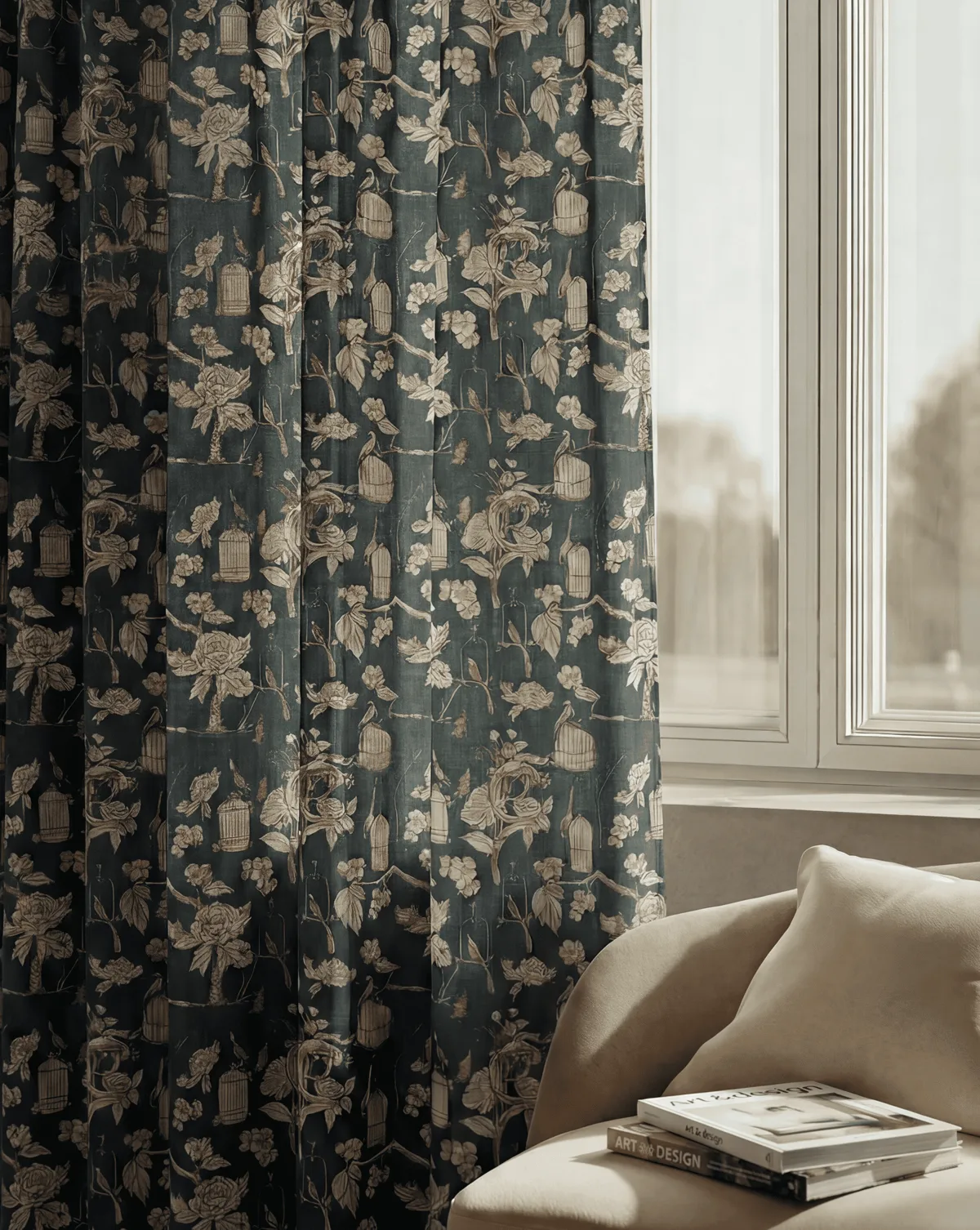 Seeker Linen Blend Floral Patterned Custom Curtain — image 4