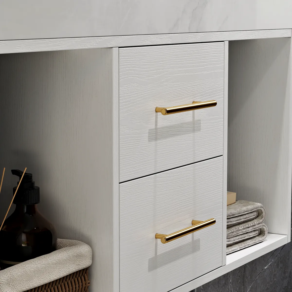 35.4" Floating Bathroom Vanity with Cultured Marble Vessel Sink with 2 Drawers — image 17