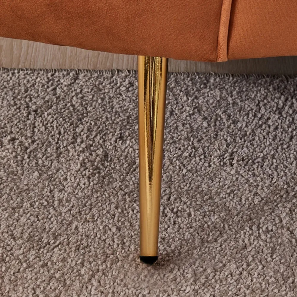 92.9" Modern Orange Velvet Upholstered Large 3-Seater Curved Sofa — image 15