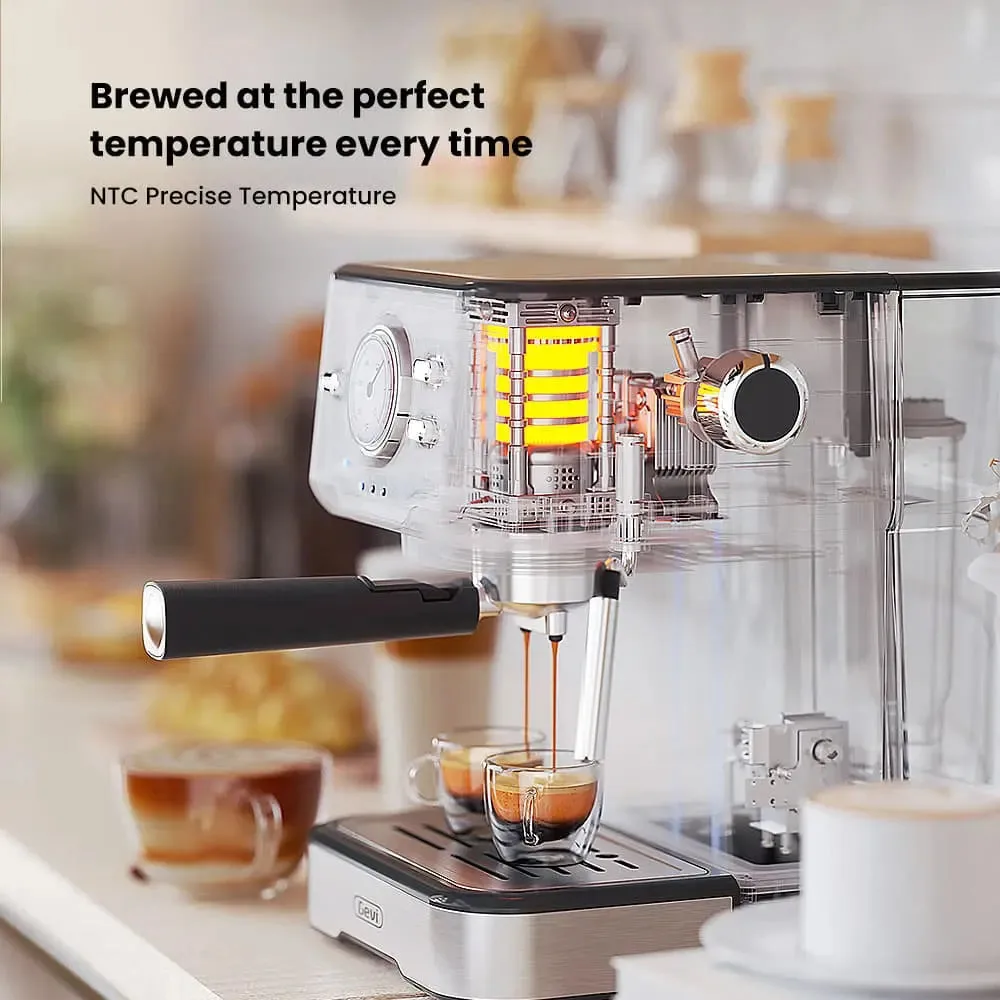 GEVI 2-in-1 Espresso Machine with Milk Frother Wand and Dual Temperature Control 20 Bar ECMD0 — image 4