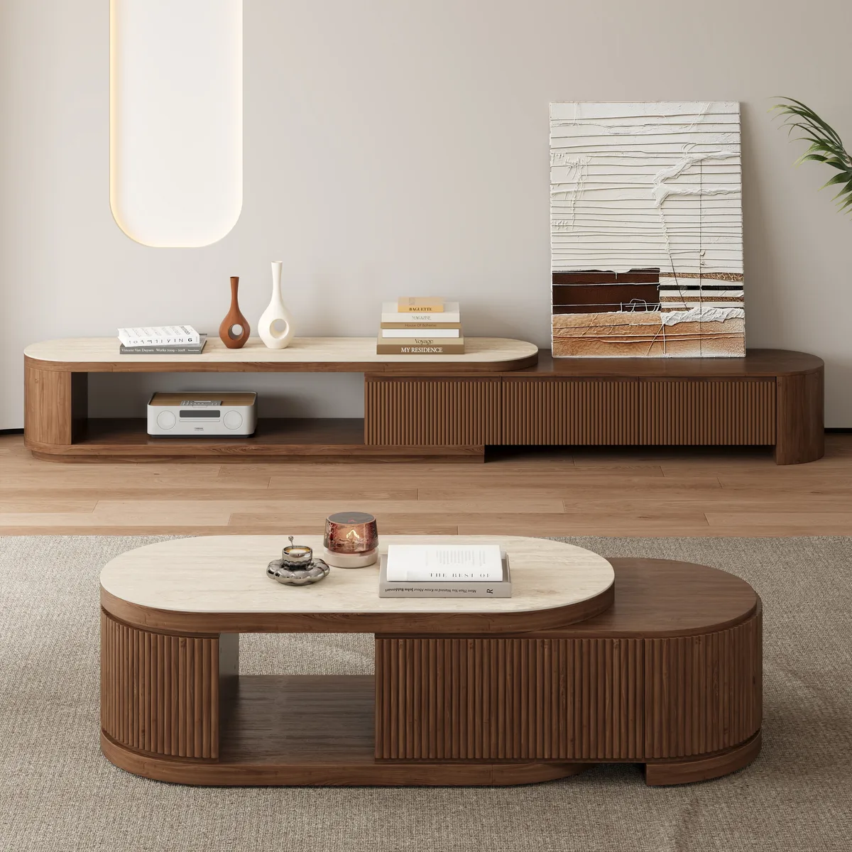 Velar 47"-67" Extendable Coffee Table with Sintered Stone Top and Storage — image 4