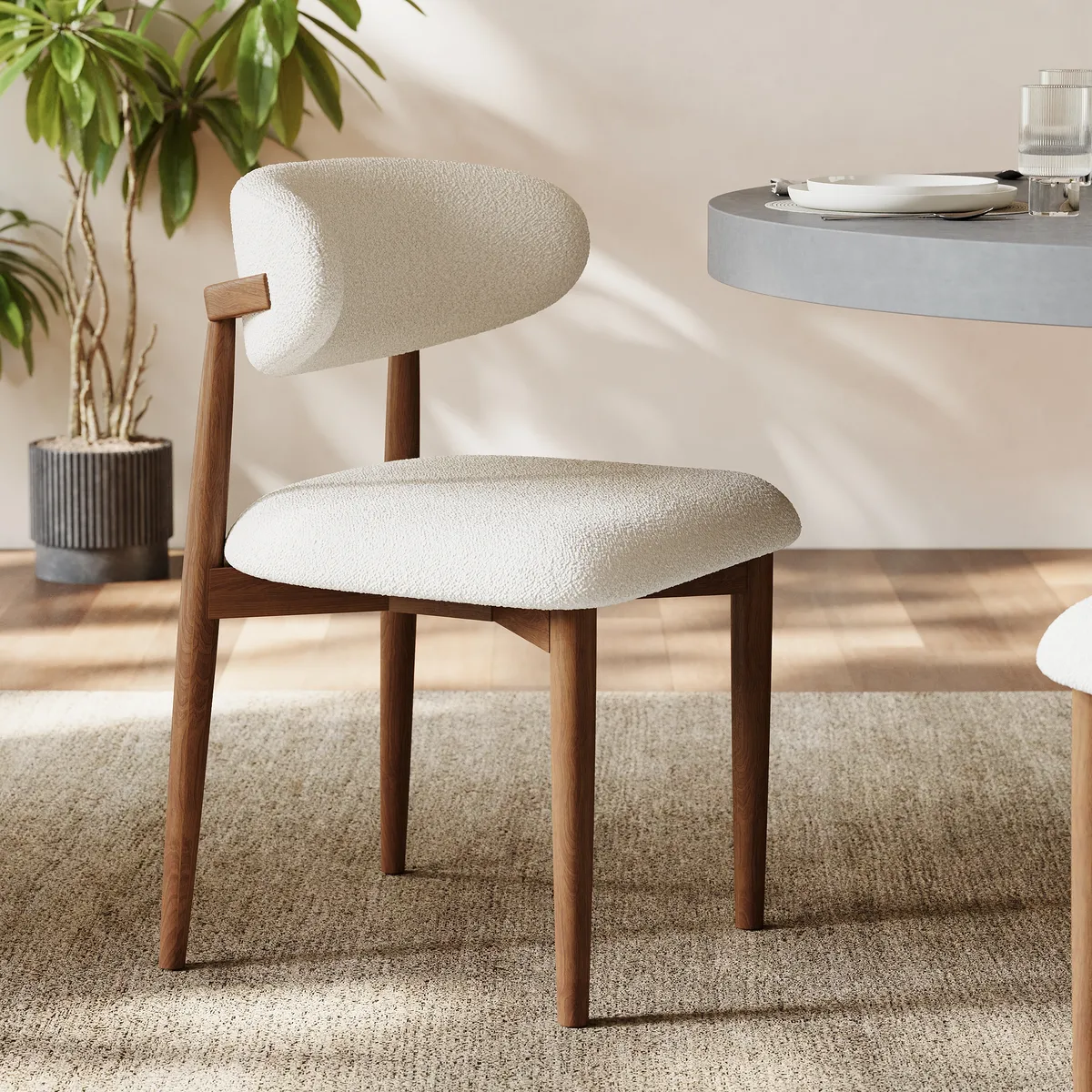 Modern PU Leather Dining Chair with Rubber Wood Legs