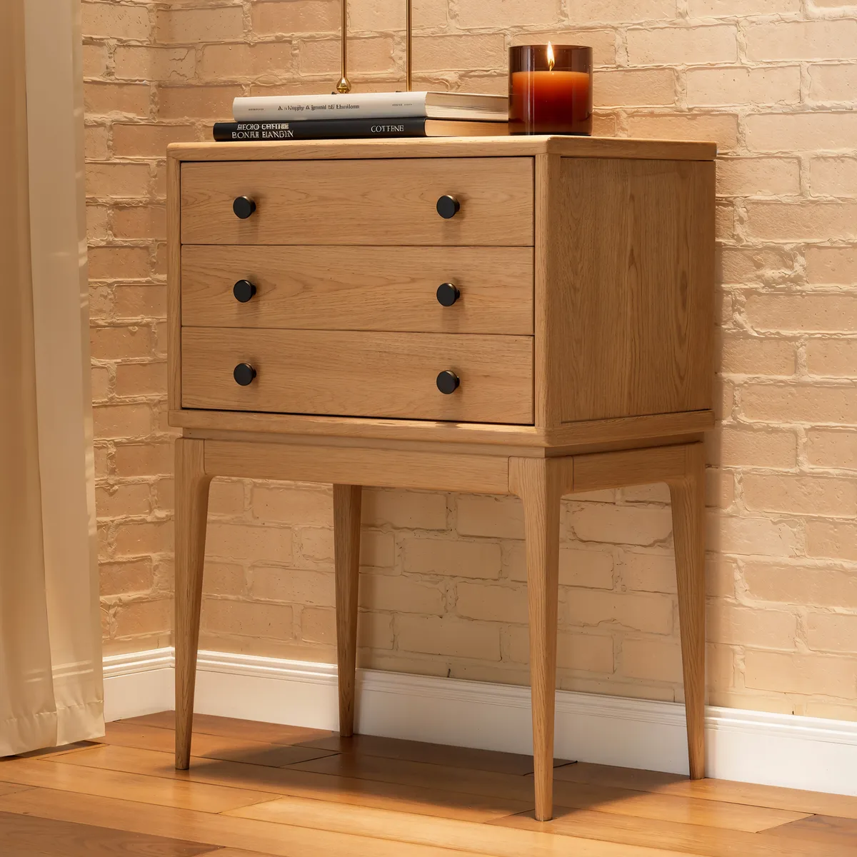 Mid-Century 3-Drawer Chest – Solid Ash Wood in Walnut Finish — image 11