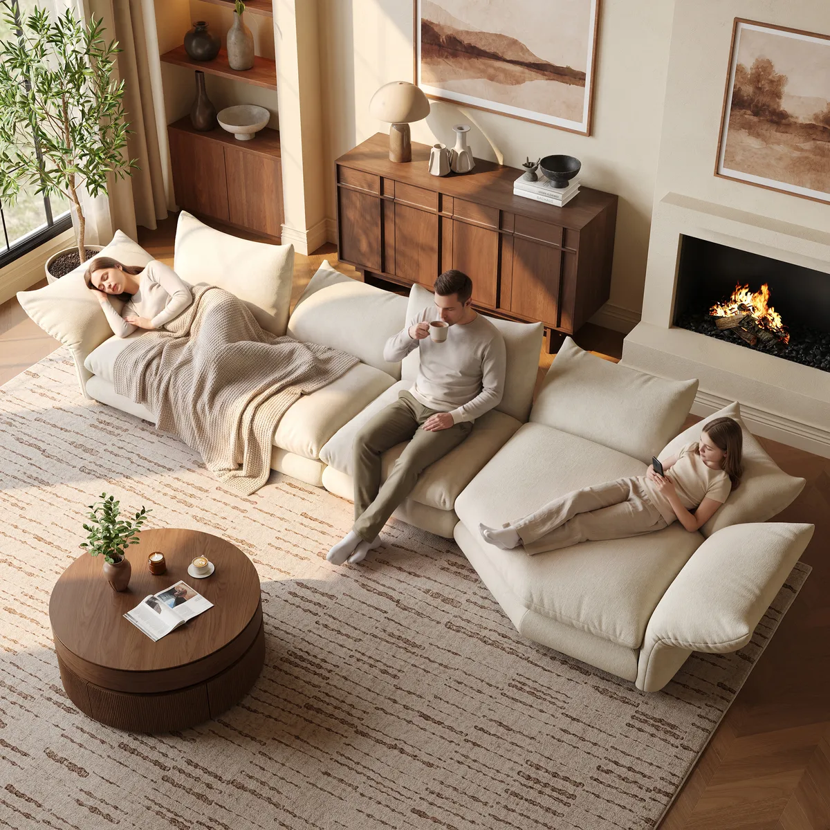 111" 3-Piece Chenille Sectional Sofa with Adjustable Armrests & Backrest — image 23
