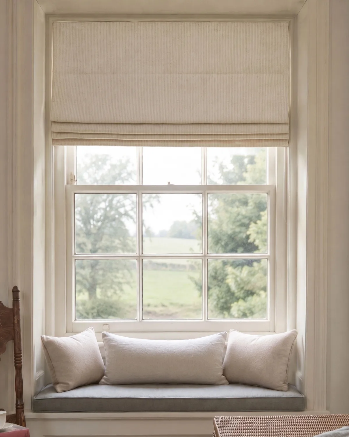 Liwa Flat Fold Linen Blend Striped Cordless Custom Roman Shade — image 3
