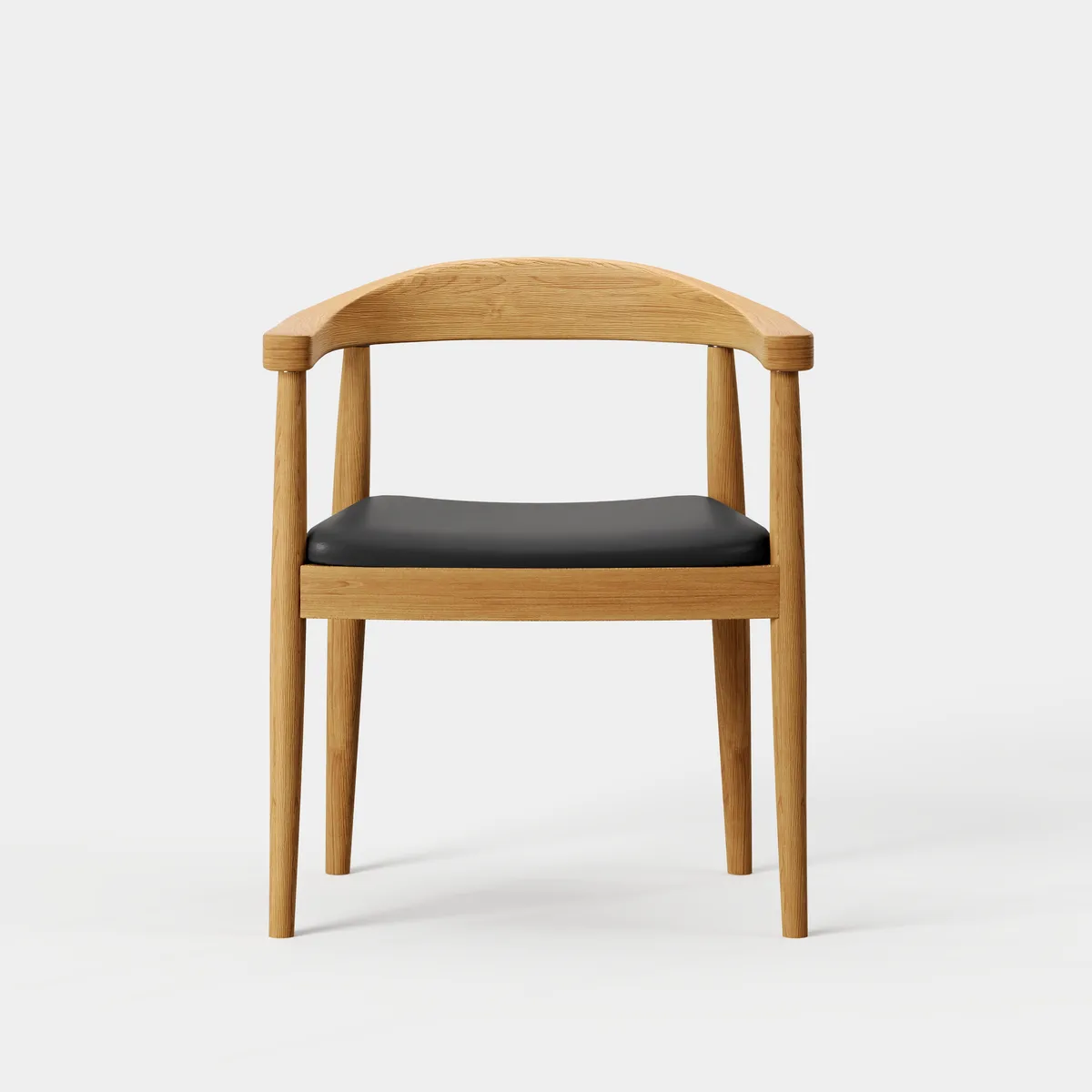 Modern Curved Back 4-Piece Dining Chair Upholstered Leather Walnut Wooden Armchair — image 10