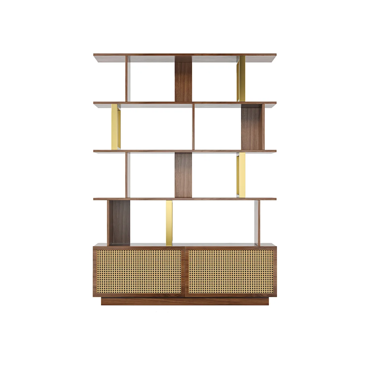 5-Tier Black Wood Bookshelf with 2 Doors Modern Bookcase in Gold Finish — image 29