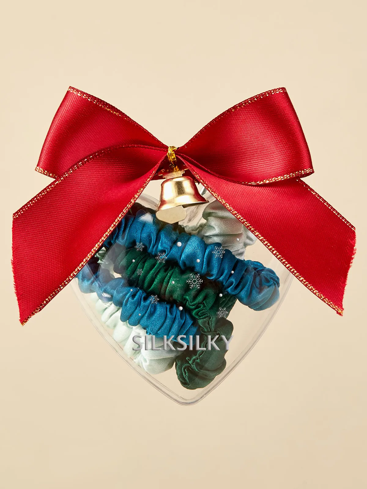 3Pcs 100% Mulberry Silk Holiday Skinny Hair Scrunchie Ornament