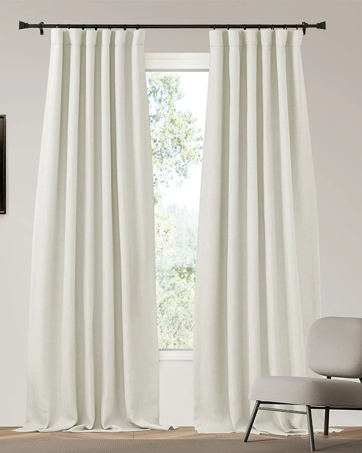 Zoe 4 Layers Linen Look Heavyweight Soundproof Thermal 100% Blackout Custom Curtain — image 4