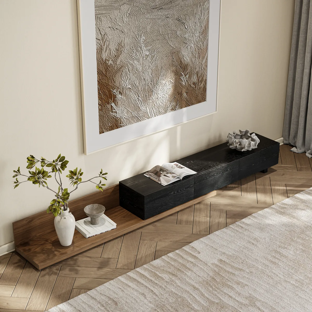 Rectangle Wood Extendable TV Stand — image 3