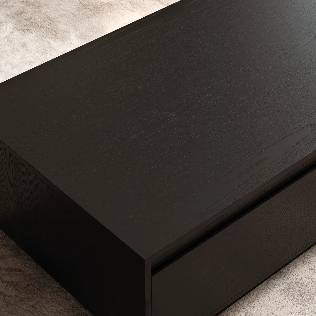 47" Mid Century Modern Gray Coffee Table Rectangular Block Living Room Table with Storage — image 17