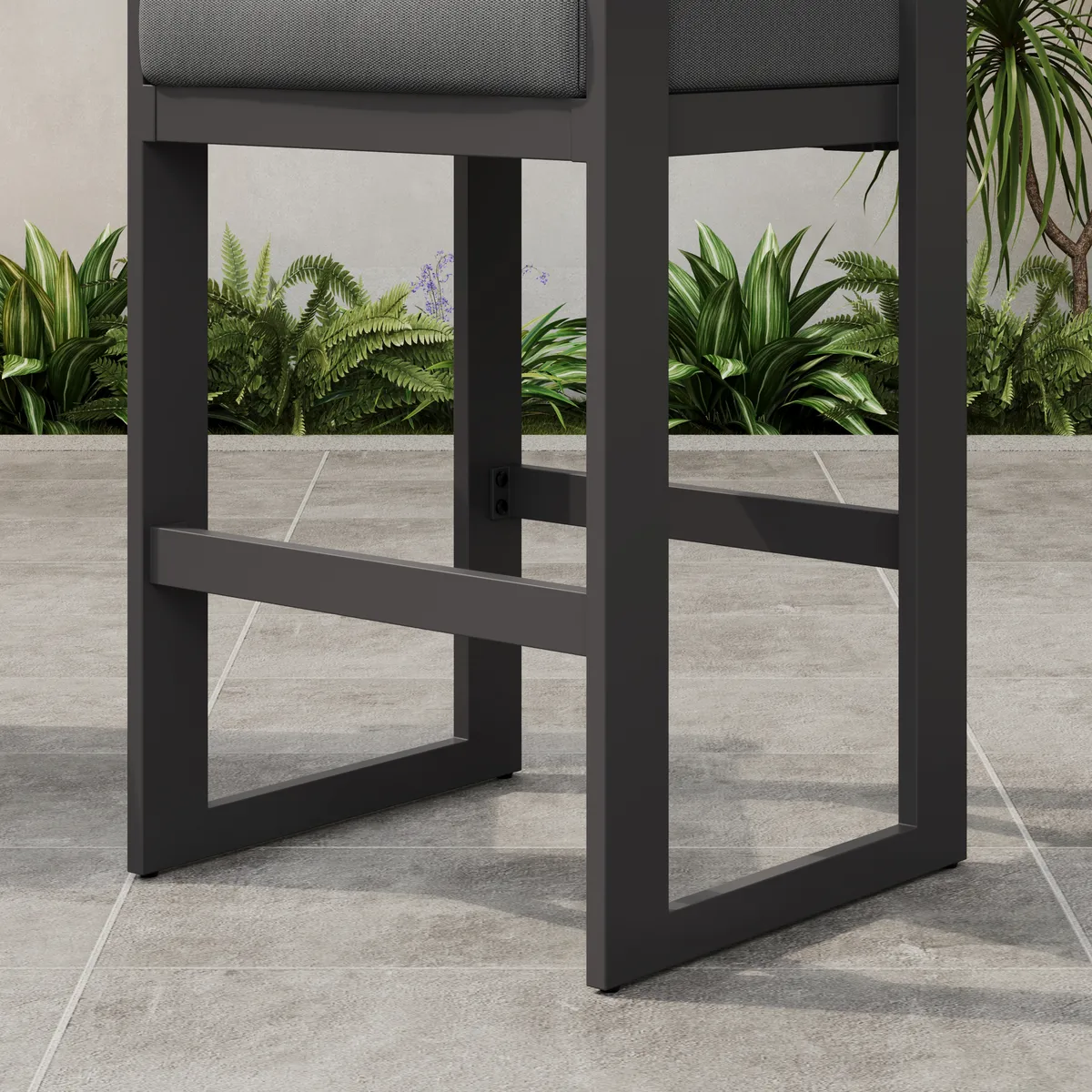Tevara Outdoor Aluminum Frame & Teak Wood Armrest Bar Stools — image 8