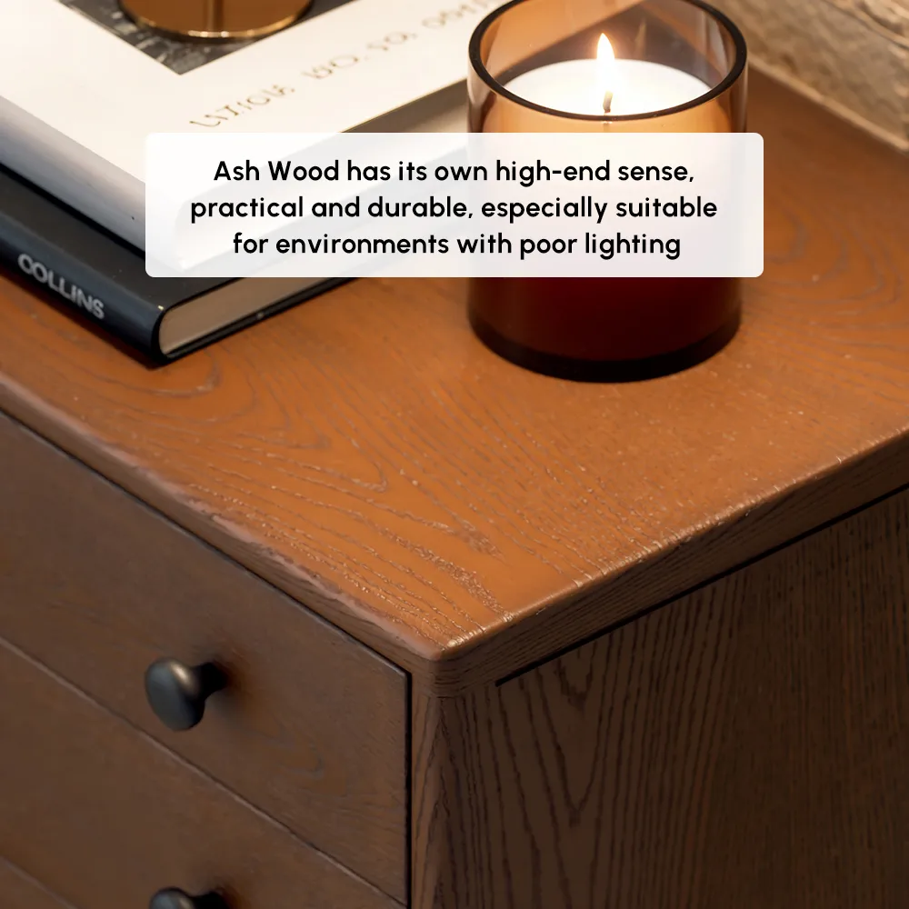 Mid-Century 3-Drawer Chest – Solid Ash Wood in Walnut Finish — image 10