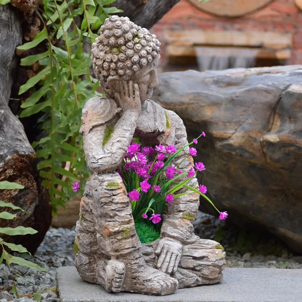 Sleeping Buddha Garden Sculpture Magnesium Oxide Yard & Patio Yard Stuatues (20.1" High) — image 4