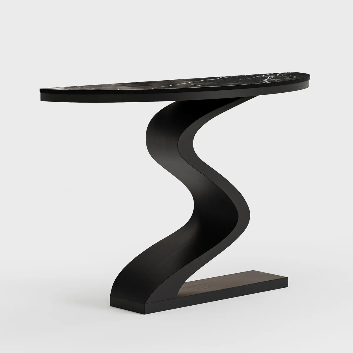 Curved Console Table with Sintered Stone Top Half Moon Shape Entryway Furniture — image 11