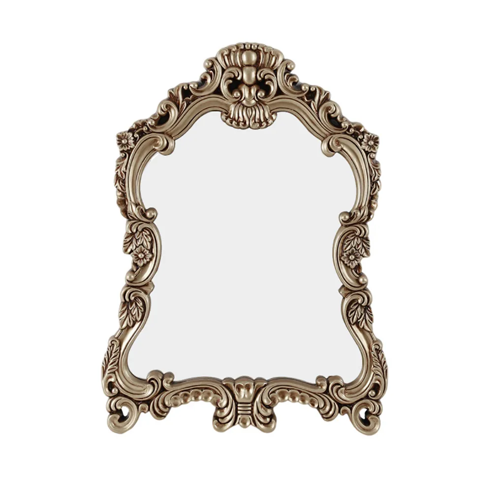 Large Vintage French Arch Shield Wall Mirror with 19th Century Champagne Gold Finish Art Decor — image 6