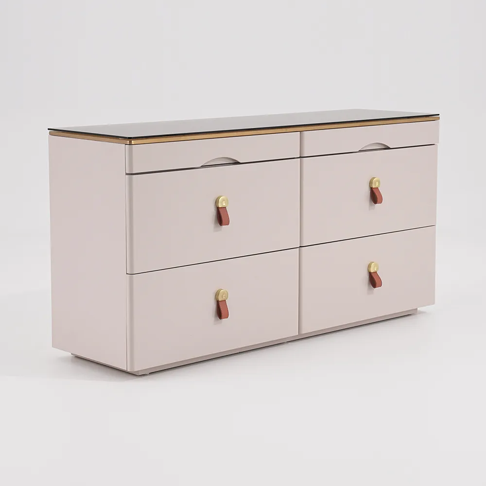 47"W Modern Glass Champagne Dresser 6 Drawer Closet Island with Jewelry Display Storage — image 7