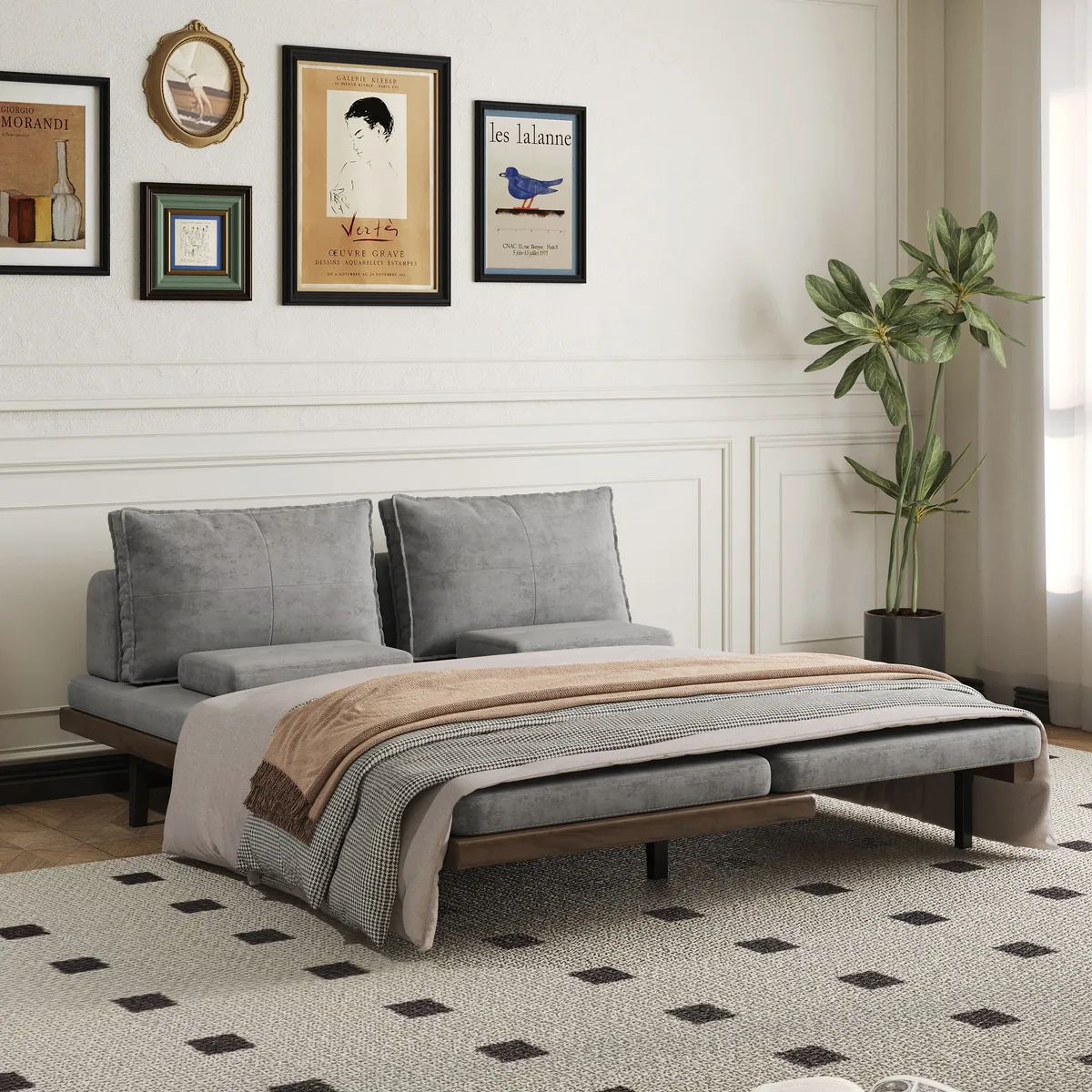 Full Size Daybed Futon Bed Cotton & Linen Convertible Sofa Bed — image 14