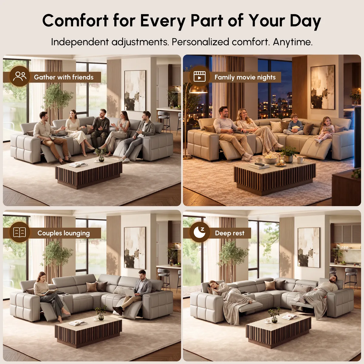 Genuine Leather Built-In Cooler Power Reclining Sofa — image 6
