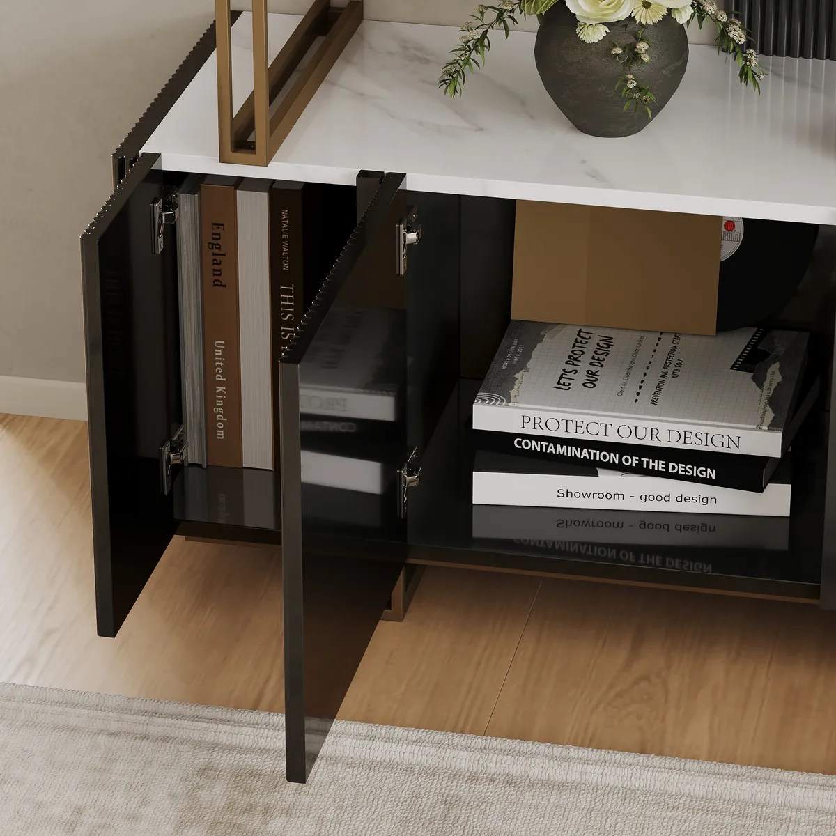 5-Shelf Off-white Bookshelf Etagere Tall Bookcase for Home & Office (72.8" High) — image 8
