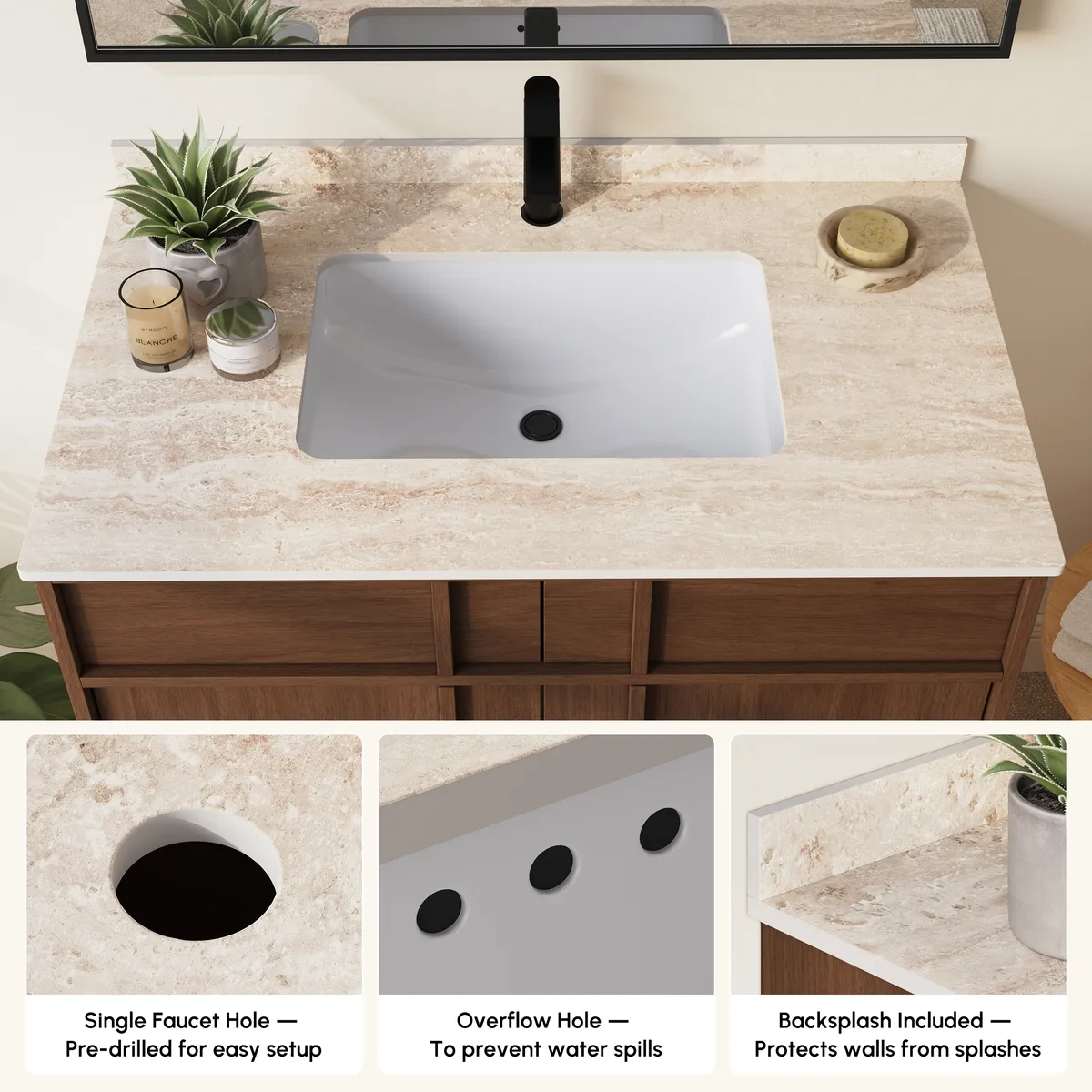 Panvyr 36" Mid-Century Bathroom Vanity with Sink & Sintered Stone Top Modern — image 7
