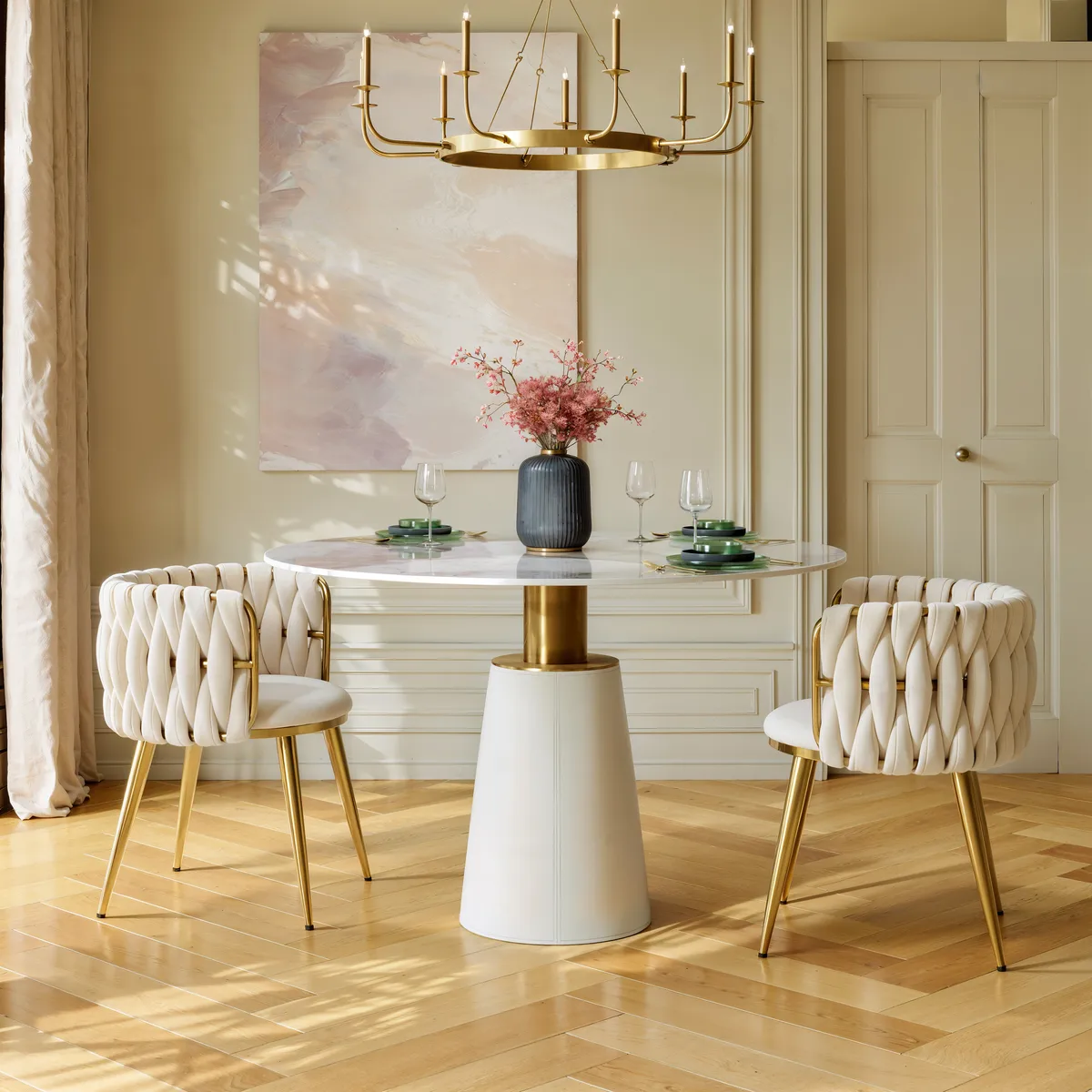 Dining Set 39" Sintered Stone Dining Table with 2 Chairs — image 14