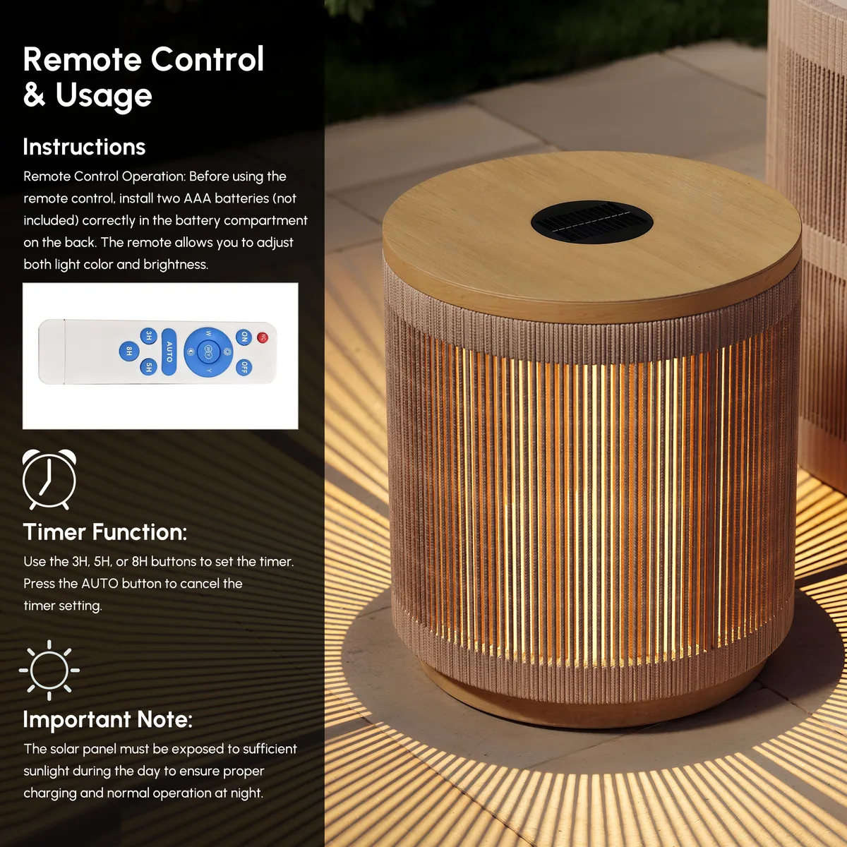 Costra Outdoor Handwoven Rope & Aluminum Storage Side Table with LED — image 8