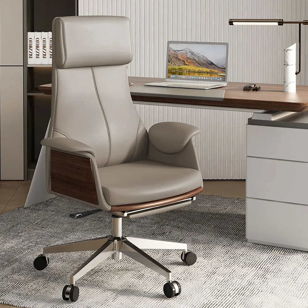 Reclining Leather Office Desk Chair High Back Adjustable Swivel — image 21