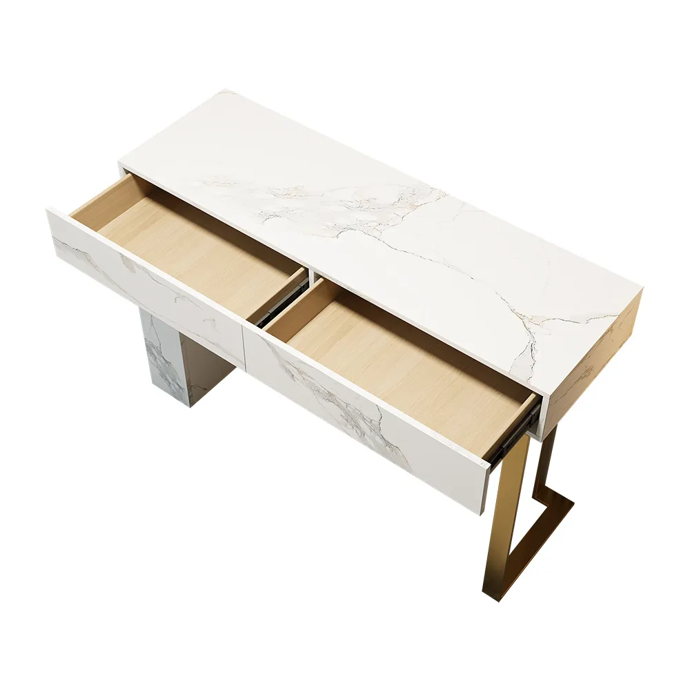 47.2" Black Console Table Modern Accent Table For Entryway with 2 Drawers & Stainless Steeel Base — image 18