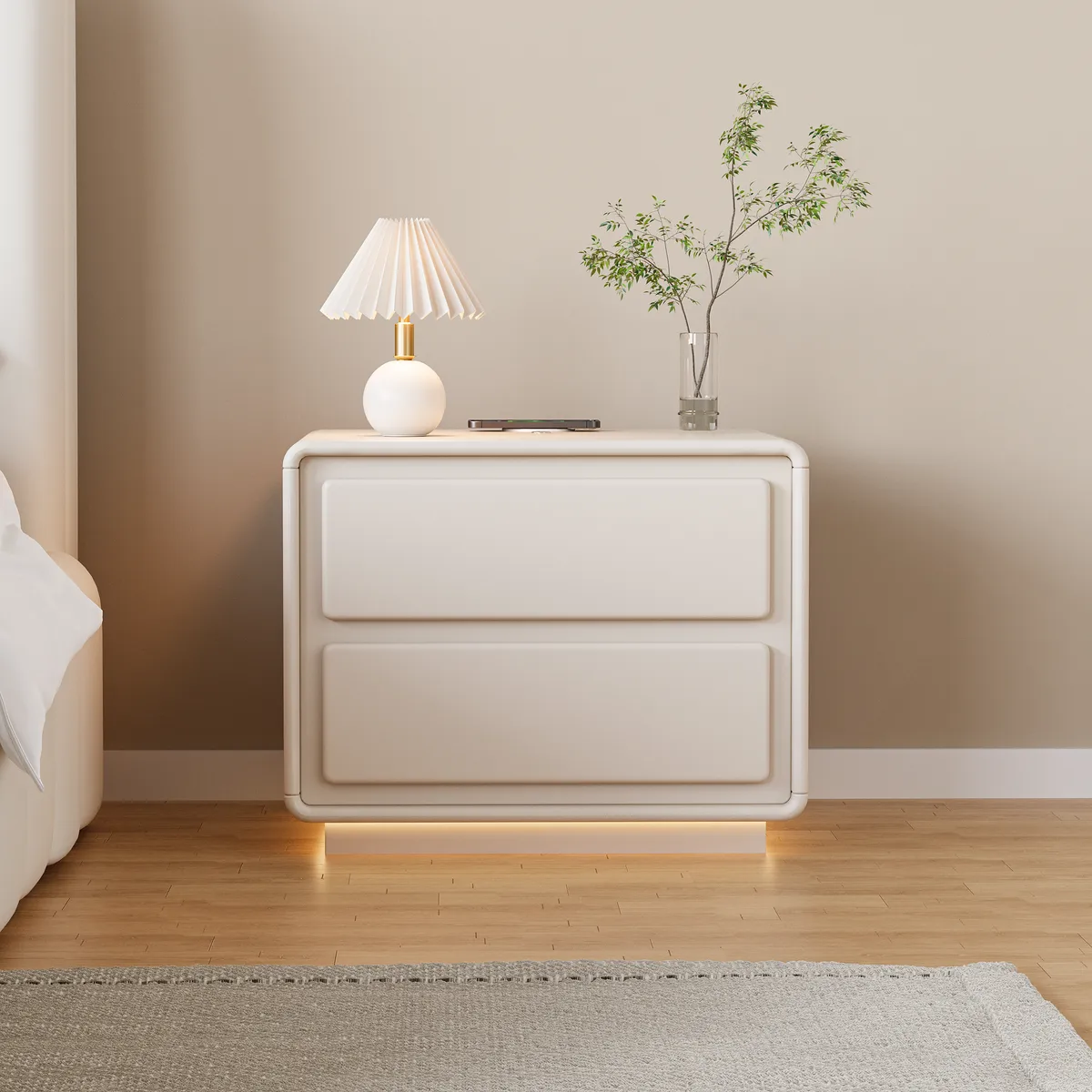 Haloa Walnut 3-Drawer LED Nightstand with Charging Station — image 27