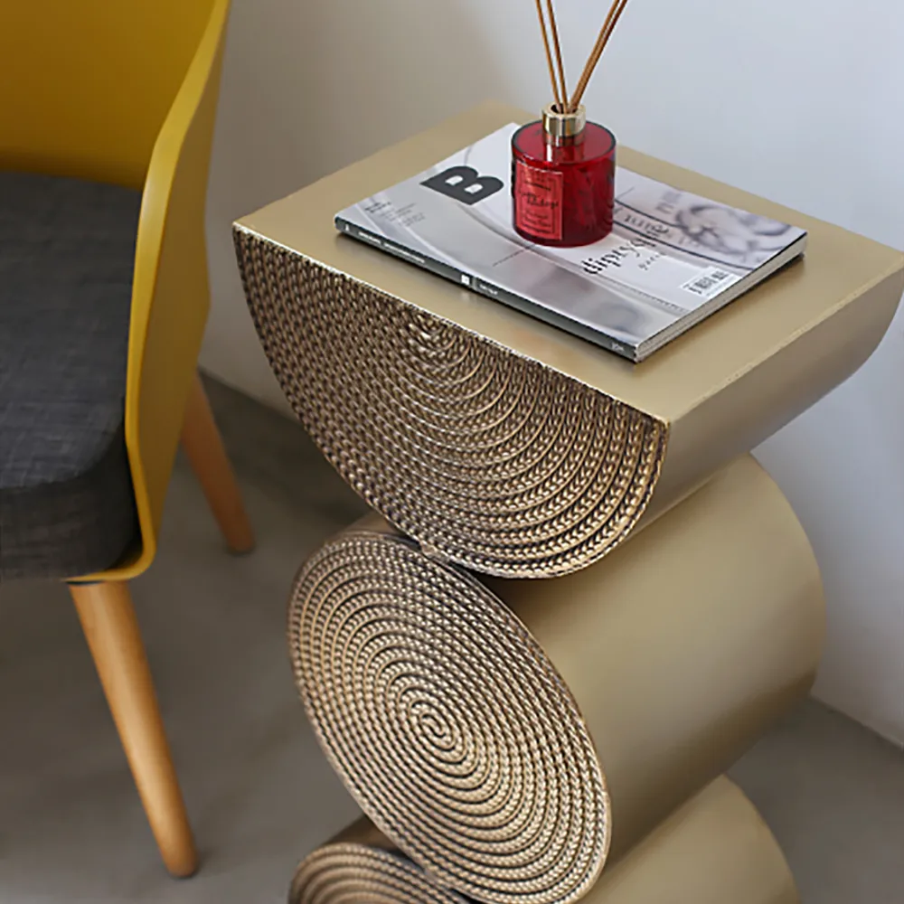 Modern Side Tables Creative Gold Metal Small End Table Unique Shape Bedside Table — image 9