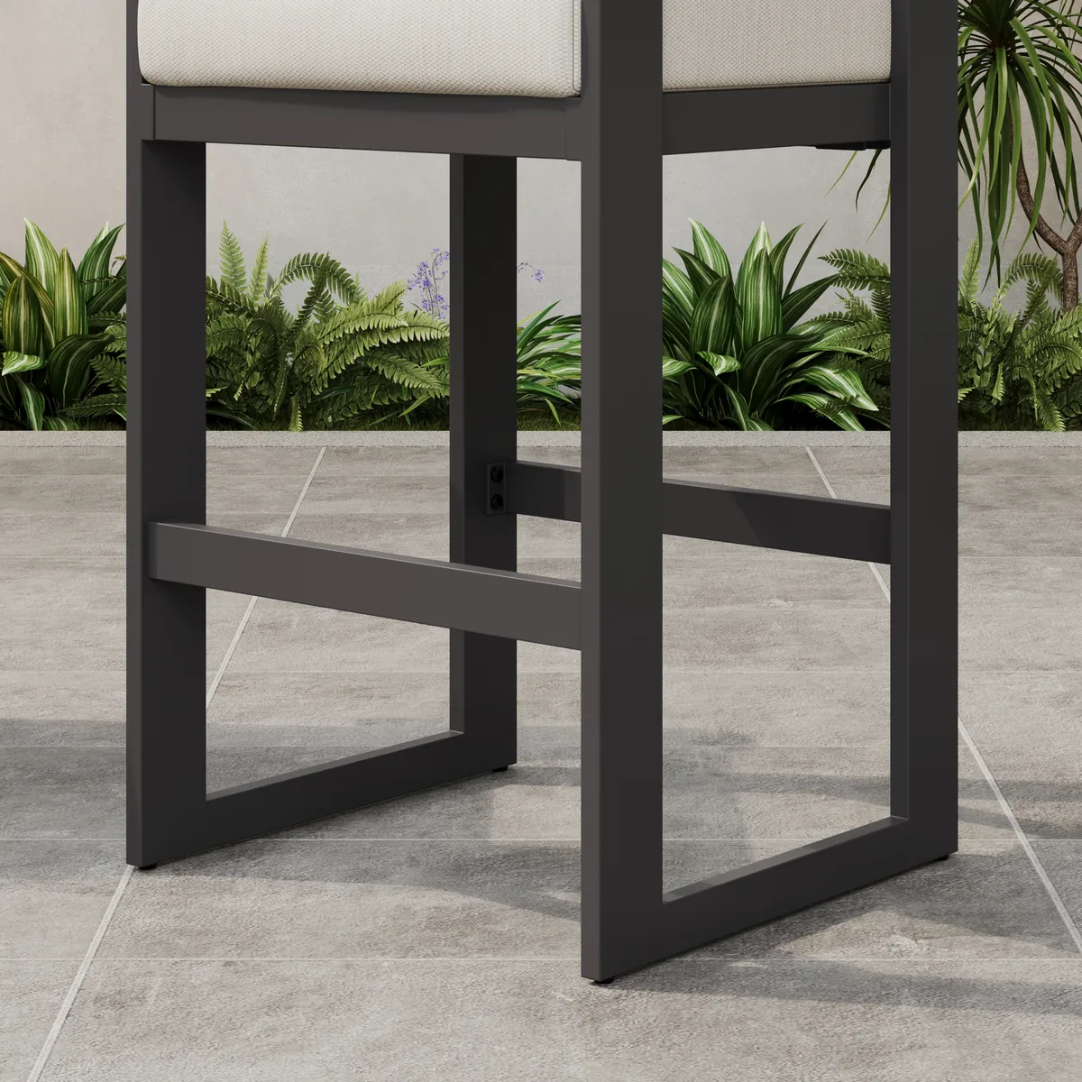 Tevara Outdoor Aluminum Frame & Teak Wood Armrest Bar Stools — image 29