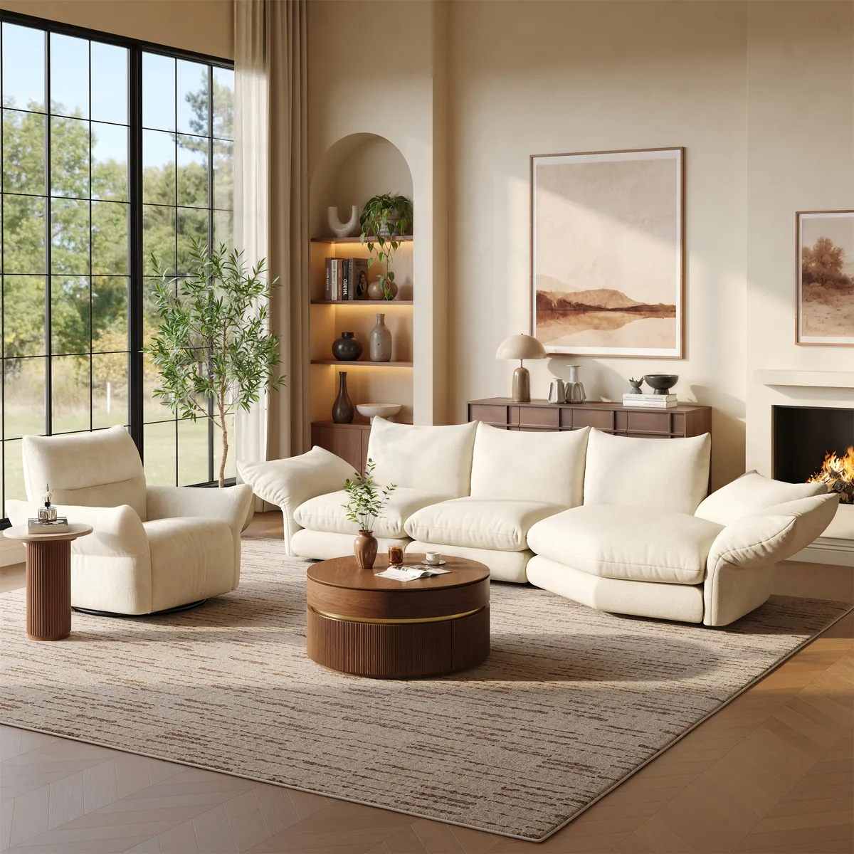 111" 3-Piece Chenille Sectional Sofa with Adjustable Armrests & Backrest — image 15