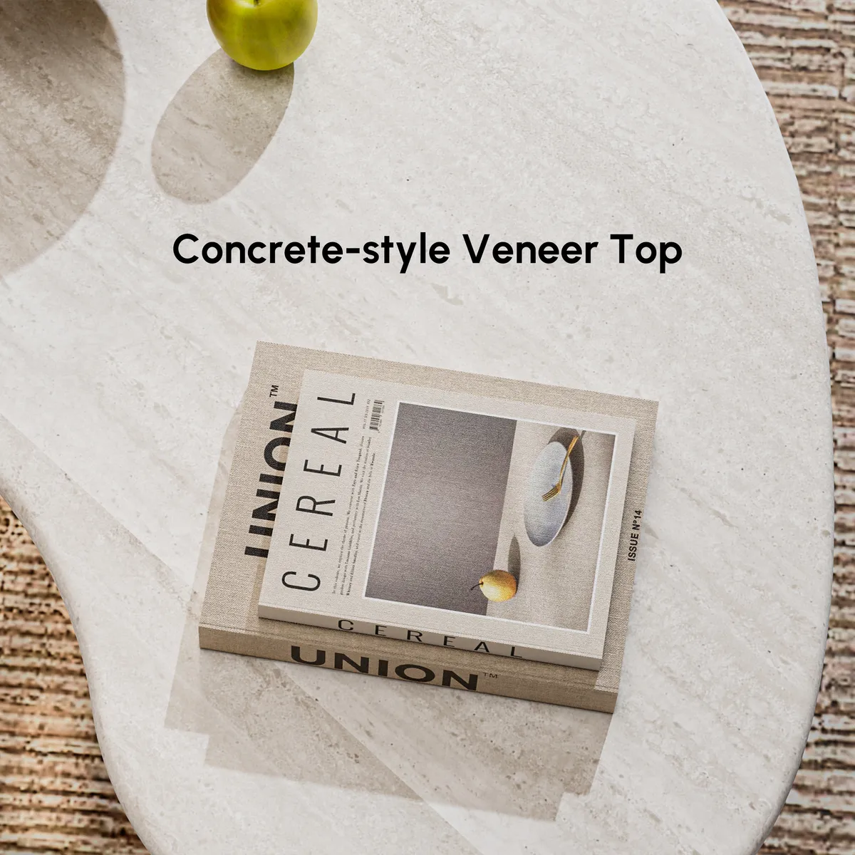 18"-47" Round Concrete Veneer Walnut Coffee Table Set — image 8