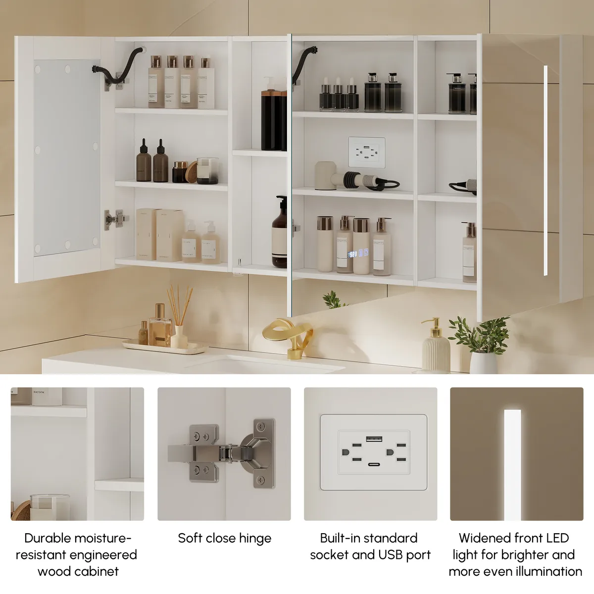 59" LED Bathroom Medicine Cabinet — image 6