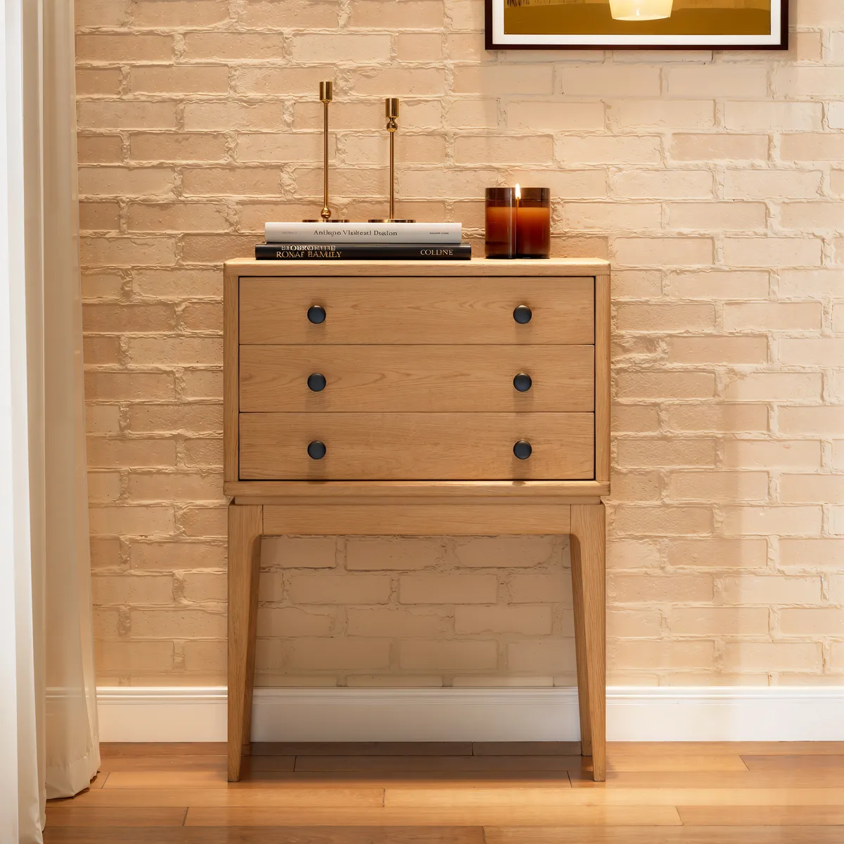 Mid-Century 3-Drawer Chest – Solid Ash Wood in Walnut Finish — image 14