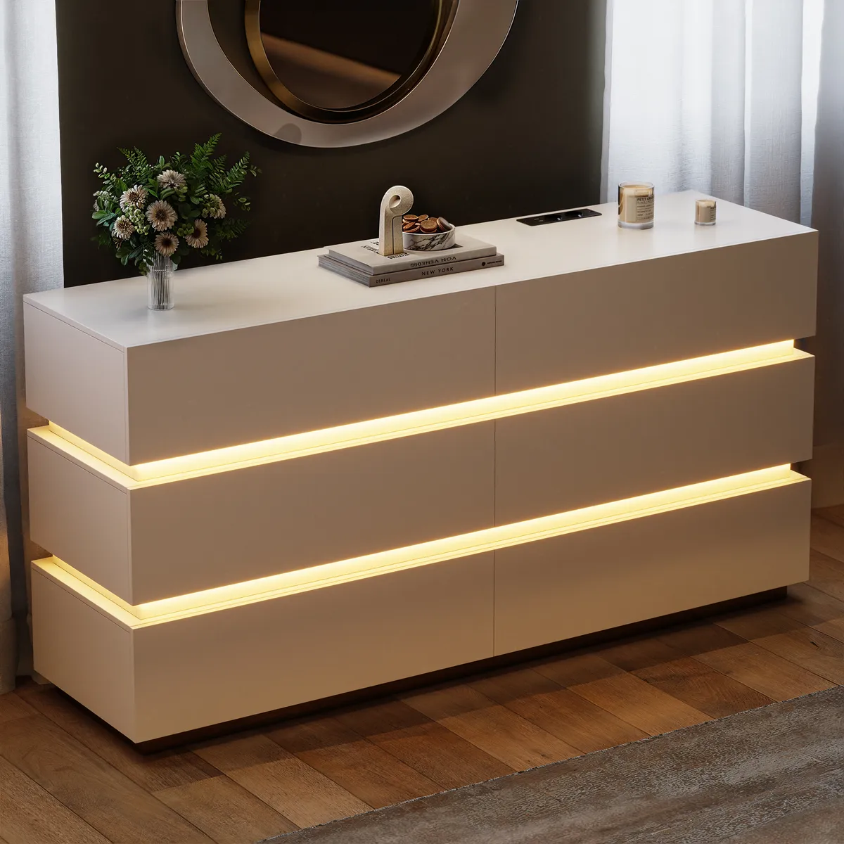 Lumio 47" LED 6-Drawer Dresser with Charging Station — image 11