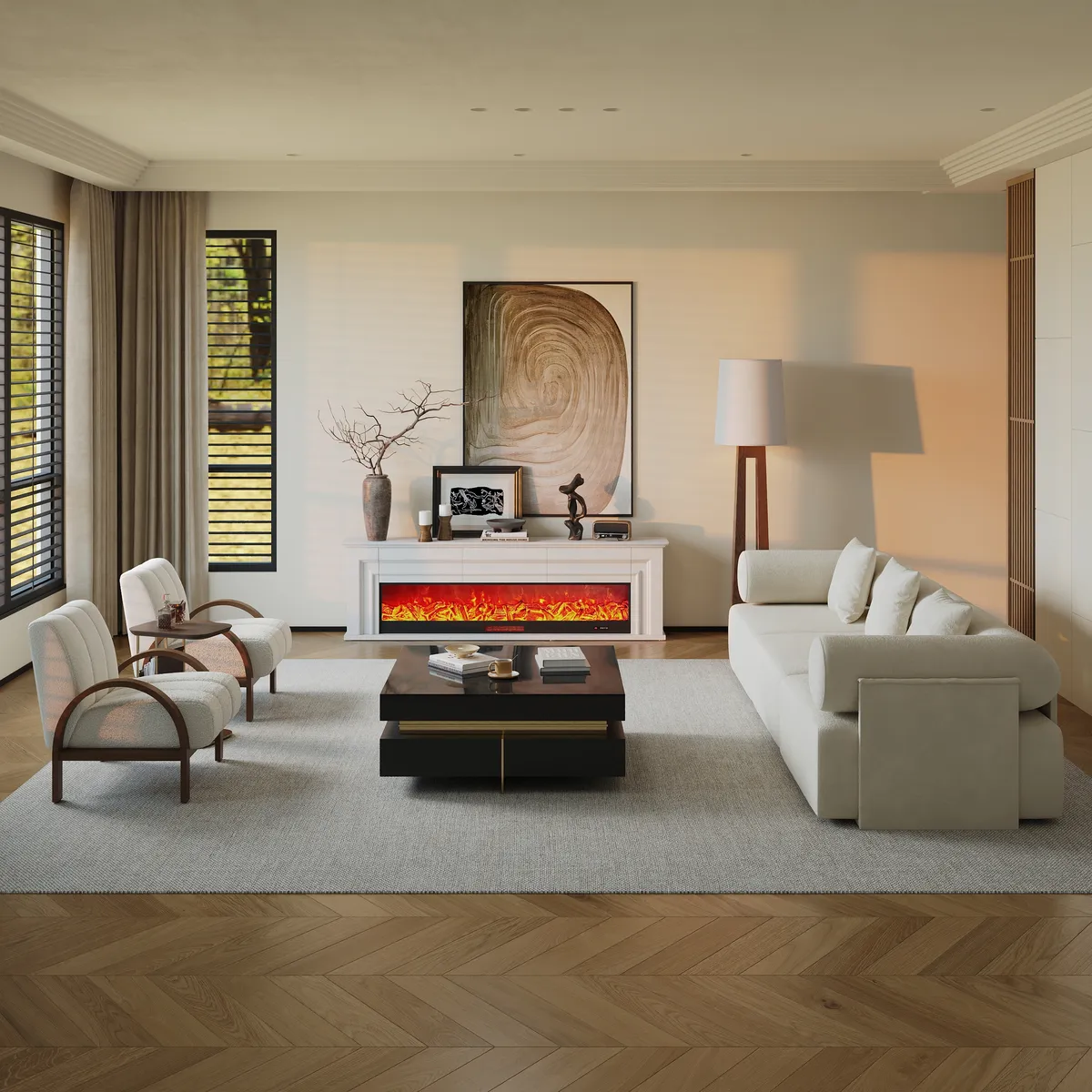 Black Modern Square Coffee Table with Drawers — image 15