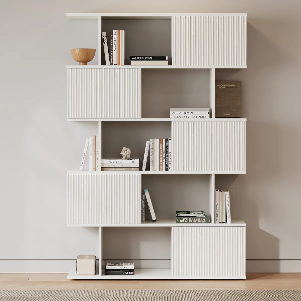 Modern 60" Black Standing Office Desk & Sliding Door Etagere Bookshelf — image 25