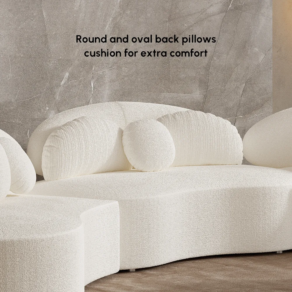 Modern 7 Seat Sectional Sofa Curved Modular Beige Velvet Upholstered with Ottoman — image 20