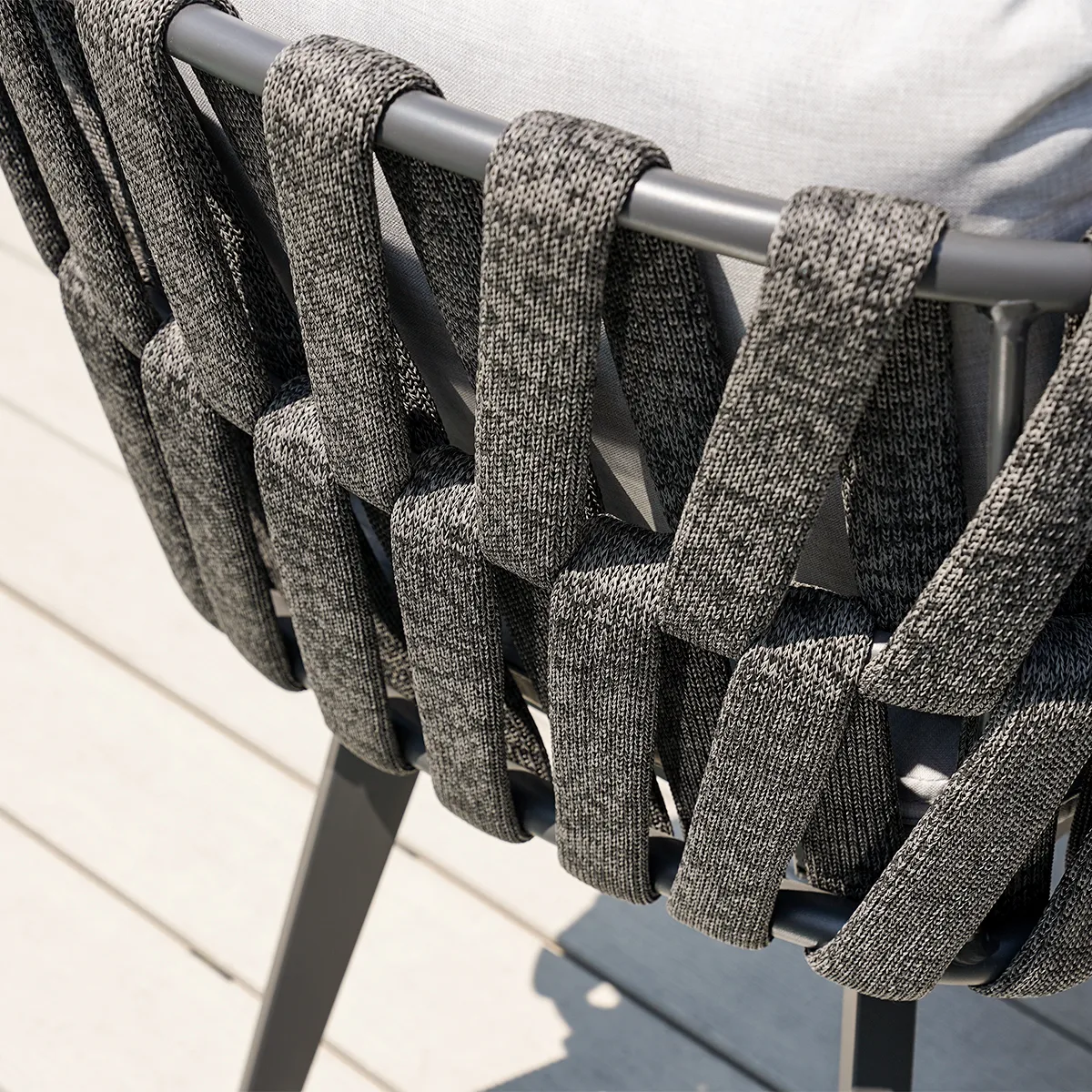 7-Piece Outdoor Extendable Dining Set with 6 Rope Weave Chairs in Gray(64"-84") — image 8